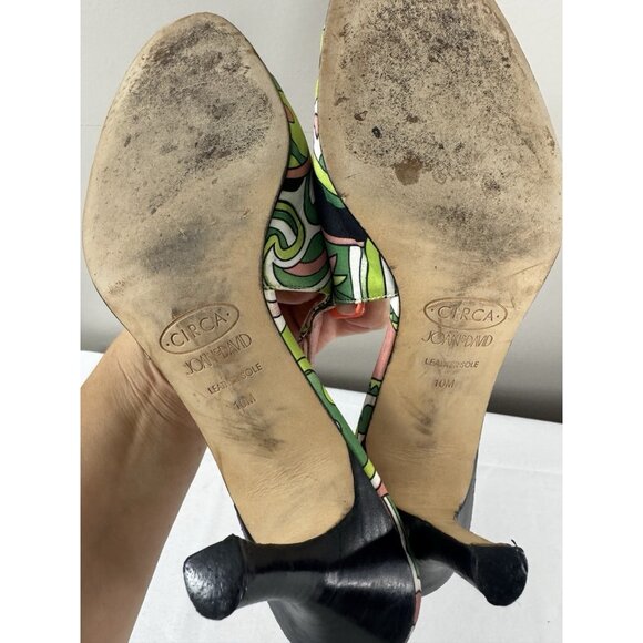Circa Joan & David Pink-Green Slingback Heels Women’s Size 10M Retro Discocore - Picture 16 of 16